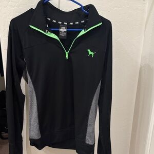 PINK Victoria's Secret Black and Gray Jacket with Green Accents
